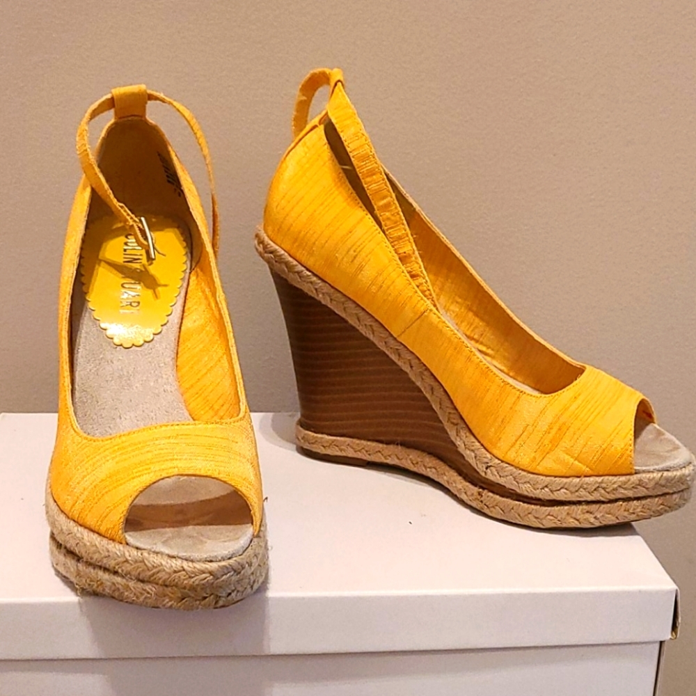 Yellow wedge heels